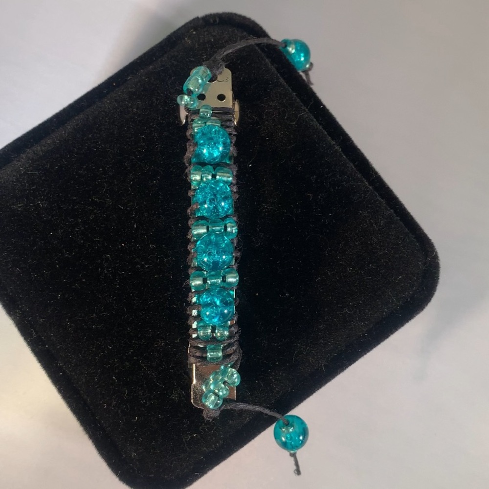OCEAN GLIMMER — Handcrafted Blue Turquoise Glass Beaded Hair Barrette Clip Gift